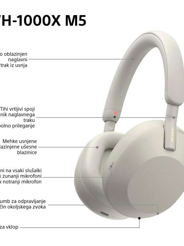 SONY BT slušalke WH1000XM5S sive
