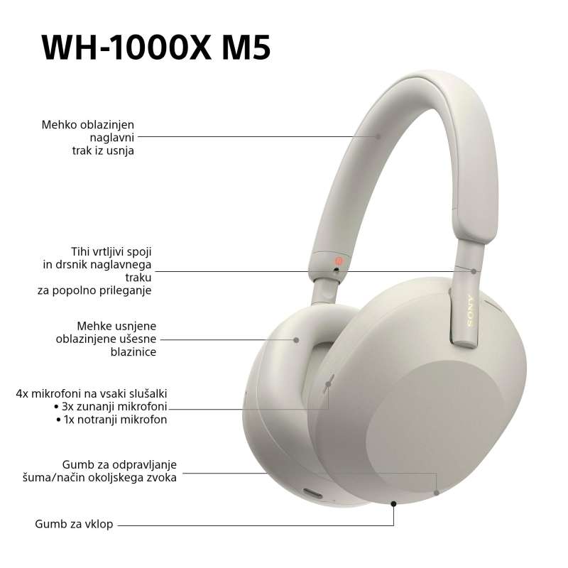 SONY BT slušalke WH1000XM5S sive