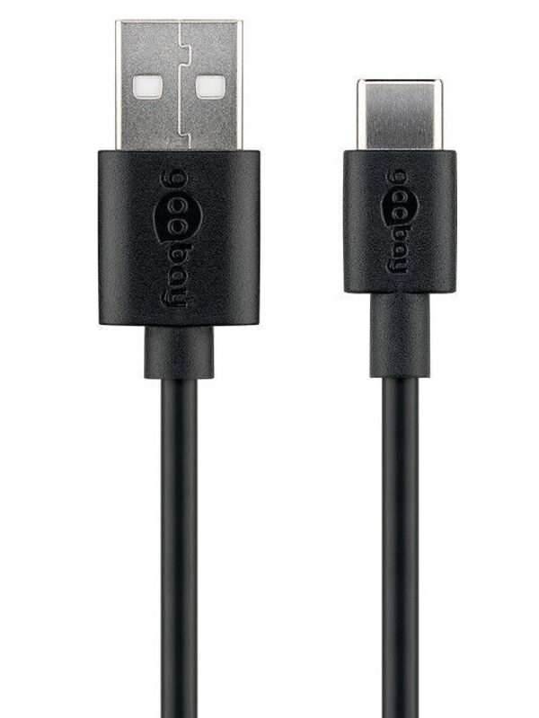 GOOBAY USB-A 2.0 na USB-C 3m črn polnilni in sync kabel