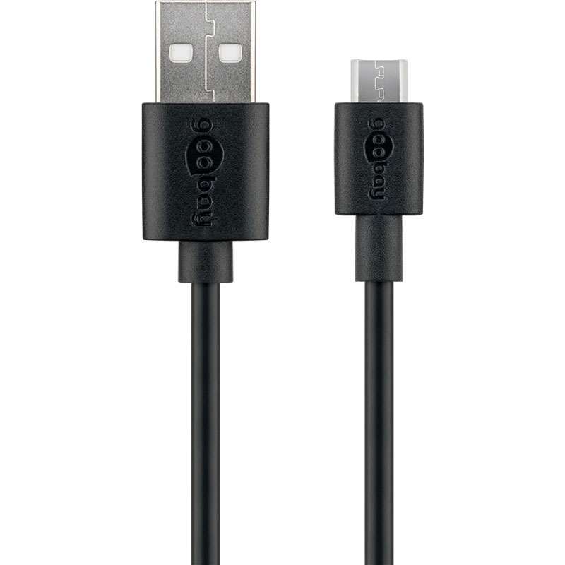 GOOBAY USB 2.0 (M) na microUSB (Type B) 1m črn polnilni kabel