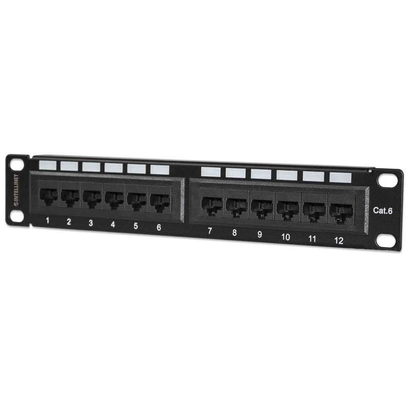 INTELLINET 1U 12-port UTP Cat6 črn patch panel