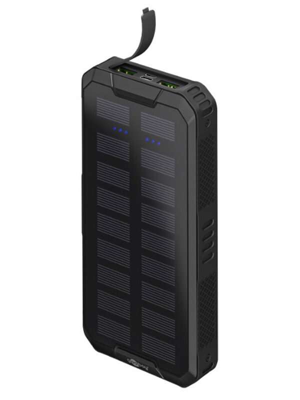 GOOBAY PowerBank 20.000 mAh USB-C Quick-Charge 3.0 sončne celice črna zunanja prenosna baterija