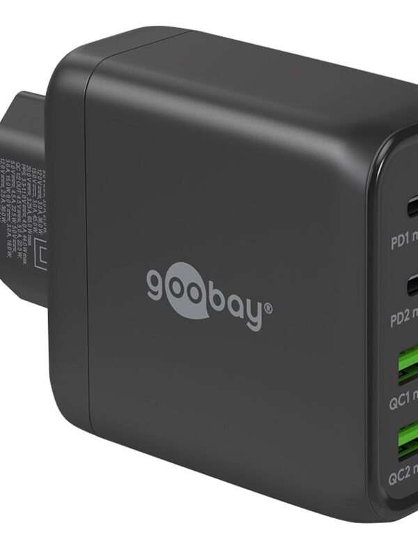 GOOBAY 2x USB-C + 2x USB-A 5V 68W črn hitri polnilec