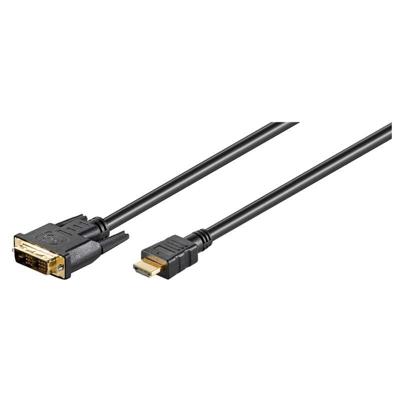 GOOBAY DVI-D (M) (18+1) na HDMI (M) 2m pozlačen črn kabel