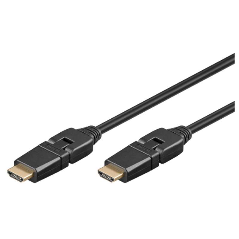 GOOBAY High Speed HDMI (M/M) 2.0 4K 60Hz 2m 360° vrtljiv z Ethernet pozlačen črn kabel