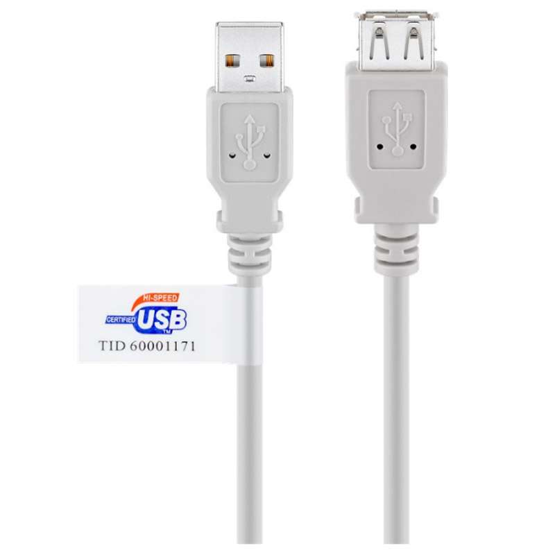 GOOBAY USB-A 2.0 (M) na USB 2.0 (Ž) Hi-Speed 5m beli podajševalni kabel