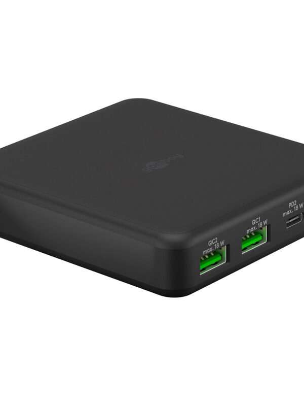 GOOBAY 2x USB-C + 2x USB-A GaN 5V 65W črni polnilec