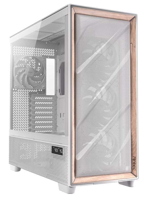 ANTEC Flux PRO White Full Tower okno leseno belo/rjavo gaming ohišje