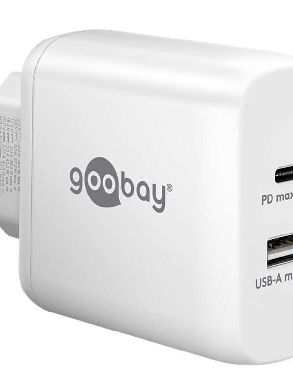 GOOBAY USB-C + USB-A 5V 45W beli hitri polnilec