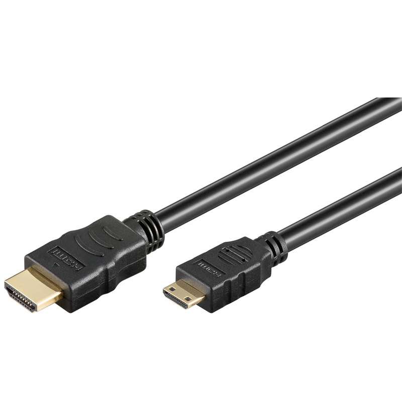 GOOBAY High Speed HDMI (M) na Mini HDMI (M) 2.0 4K 60Hz 2m z Ethernet pozlačen črn kabel