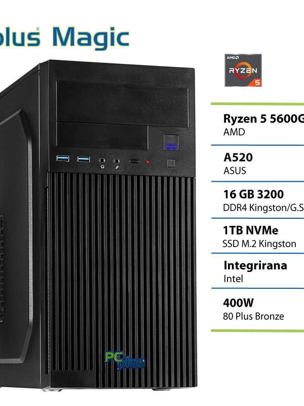 PCPLUS Magic Ryzen 5 5600GT 16GB 1TB SSD namizni računalnik