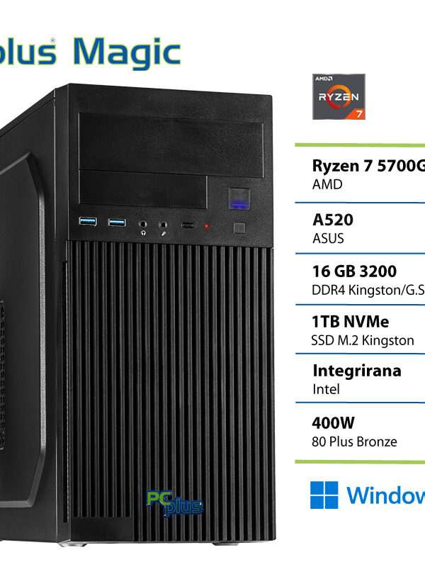 PCPLUS Magic Ryzen 7 5700G 16GB 1TB SSD Windows 11 Home namizni računalnik