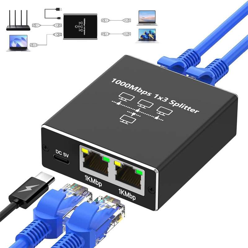 Gigabit Ethernet 1 na 3 RJ45 LAN mrežni razdelilec splitter switch