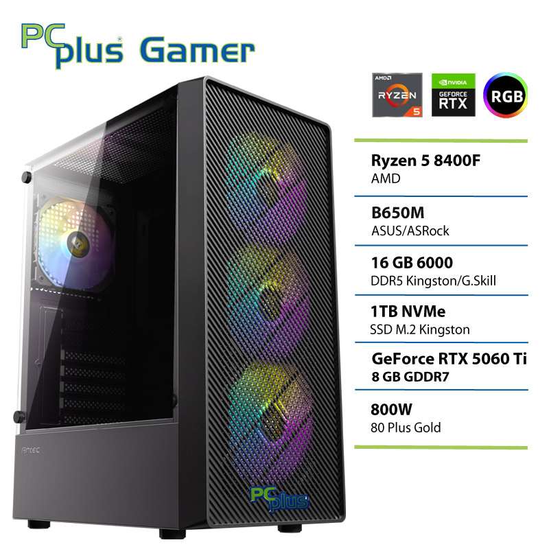 PCPLUS Gamer Ryzen 5 8400F 16GB 1TB RTX 5060Ti 8GB gaming namizni računalnik