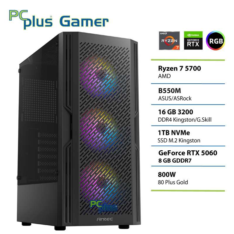 PCPLUS Gamer Ryzen 7 5700 16GB 1TB RTX 5060 8GB gaming namizni računalnik