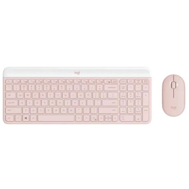 LOGITECH MK470 Slim Combo brezžična roza tipkovnica + miška