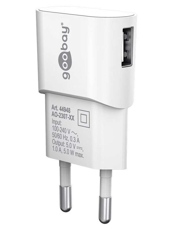 GOOBAY USB-A 5W beli polnilec