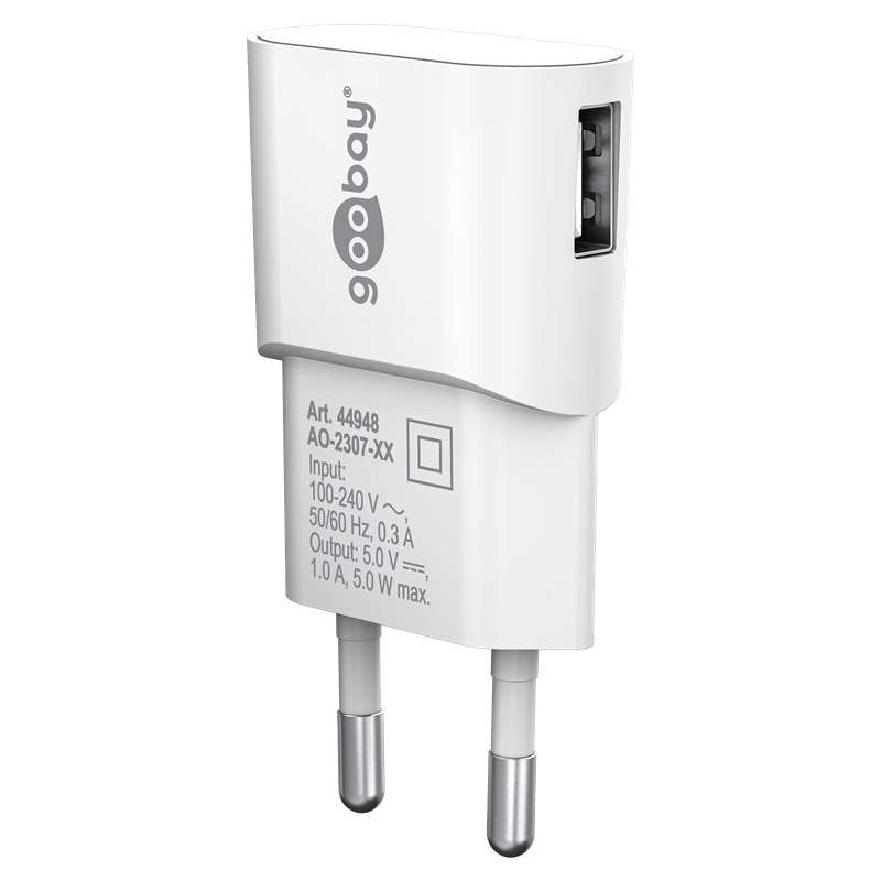 GOOBAY USB-A 5W beli polnilec