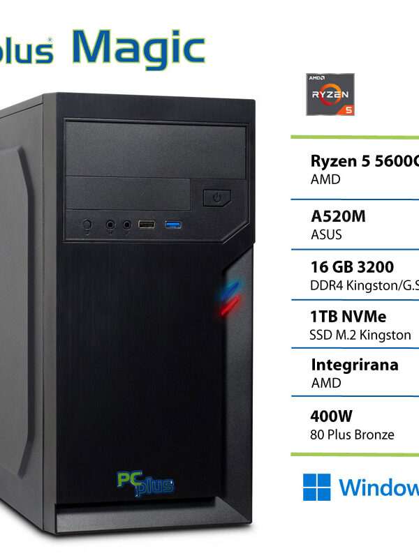PCPLUS Magic Ryzen 5 5600GT 16GB 1TB Windows 11 PRO namizni računalnik