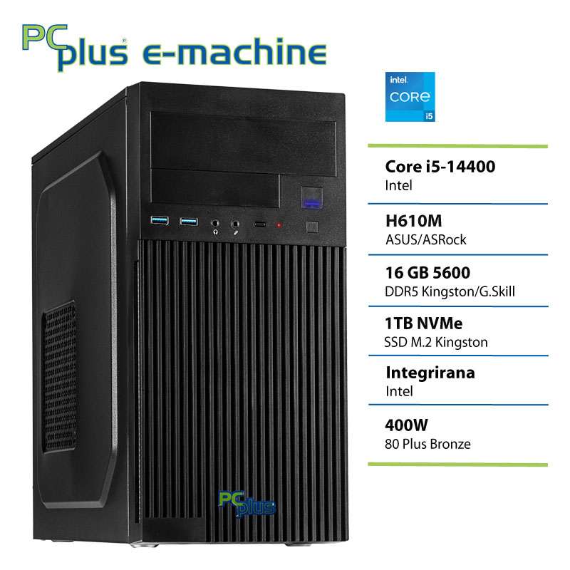 PCPLUS e-machine i5 14400 16GB DDR5 1TB SSD namizni računalnik