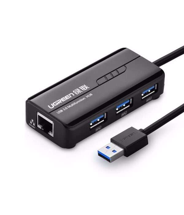 Ugreen USB 3.0 hub na 3x USB A in RJ45 - box