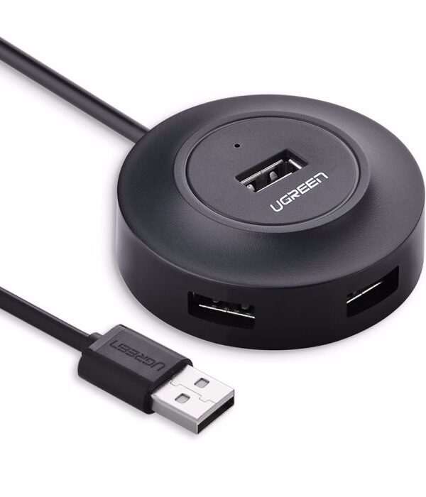 Ugreen USB 2.0 4 port HUB ČRN 1M - box