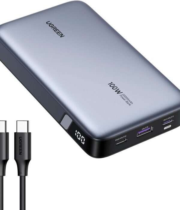 Ugreen 100W 20000mAh Prenosna baterija za prenosni računalnik s tremi vrati