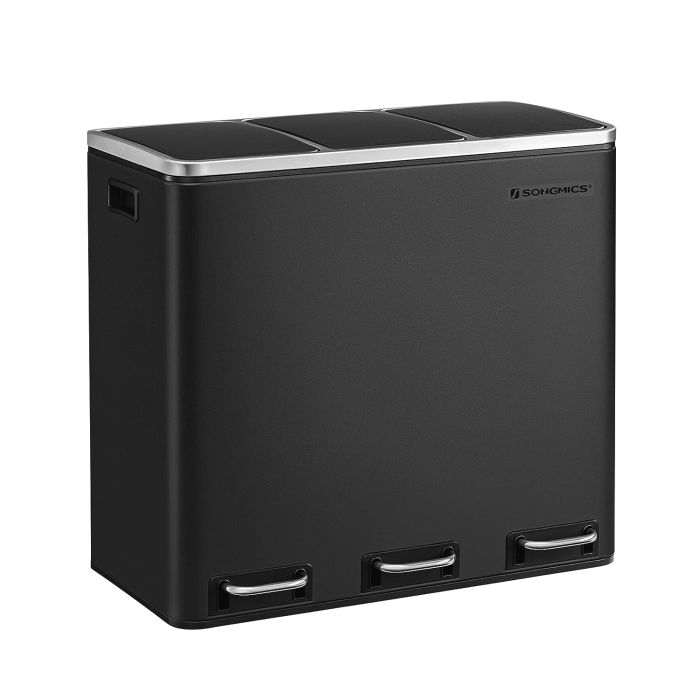 SONGMICS koš za ločevanje odpadkov 3x 18L črn