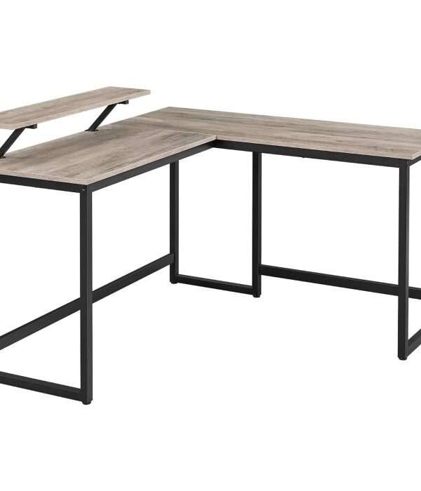 VASAGLE L-oblika računalniška miza v barvi greige/črna
