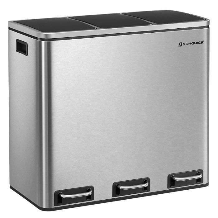 SONGMICS koš za ločevanje odpadkov 3x 18L srebrno črn