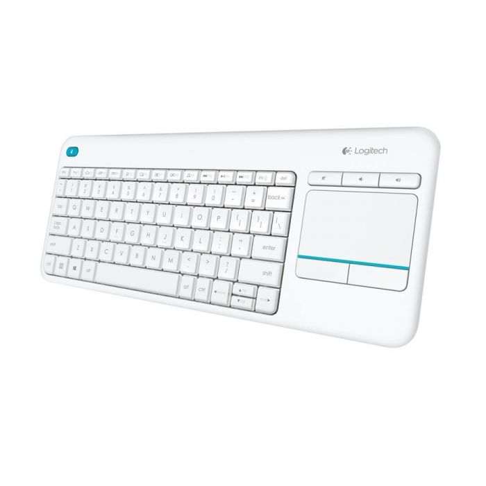 Brezžična tipkovnica Logitech K400 Plus Wireless Touch bela (Unifying