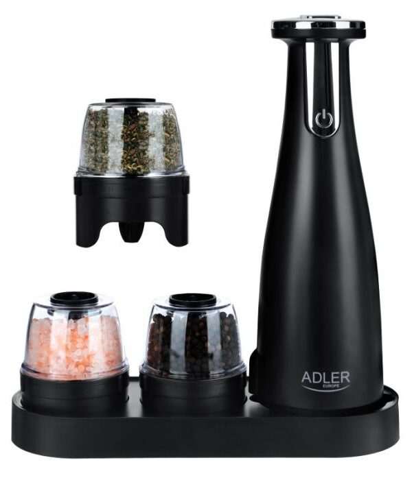 Adler AD4449b Električni mlin za sol in poper -set 3brusilniki -USB črn