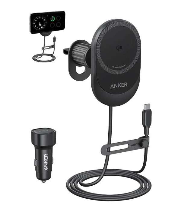 Anker MagGo brezžični avtopolnilec z vgrajenim USB-C kablom