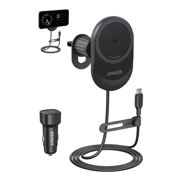 Anker MagGo brezžični avtopolnilec z vgrajenim USB-C kablom