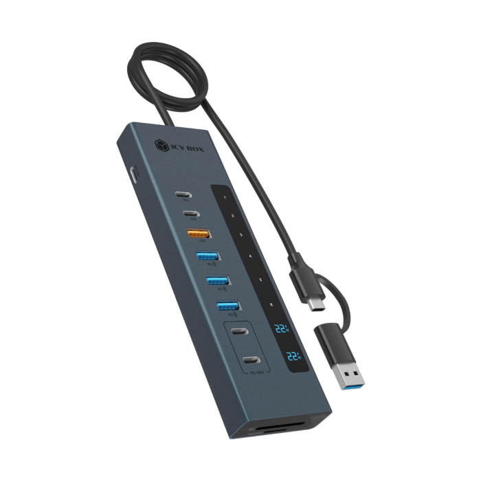 IcyBox IB-HUB1742CR-C2PD 11-v-1 hub USB-C IcyBox IB-HUB1742CR-C2PD 11-v-1 hub USB-C