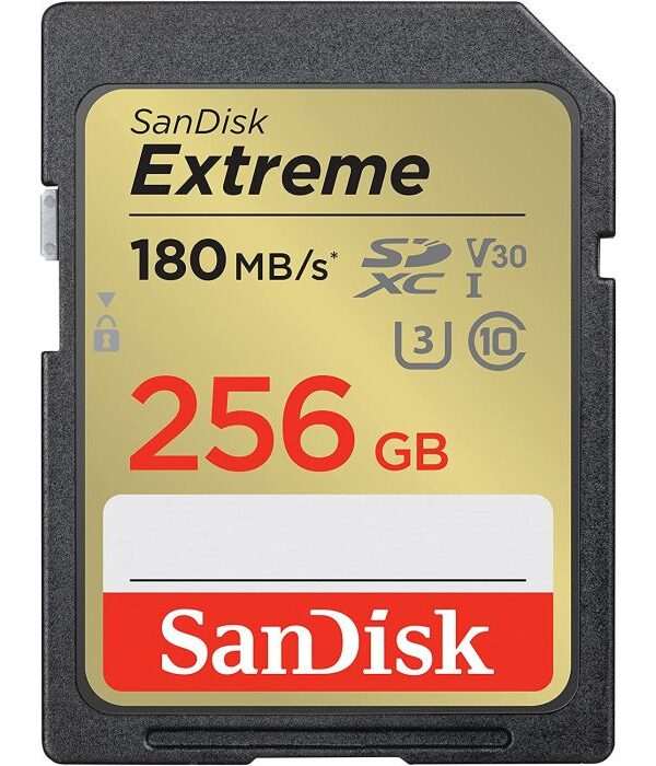 SanDisk Extreme 256GB SDXC Memory Card + 1 year RescuePRO Deluxe up to 180MB/s & 130MB/s Read/Write