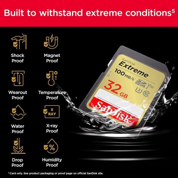 SanDisk Extreme PLUS 32GB SDHC spominska kartica 100MB/s in 60MB/s branje/pisanje