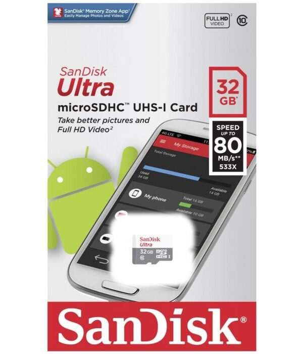 SanDisk 32GB Ultra microSDHC 100MB/s Class 10 UHS-I