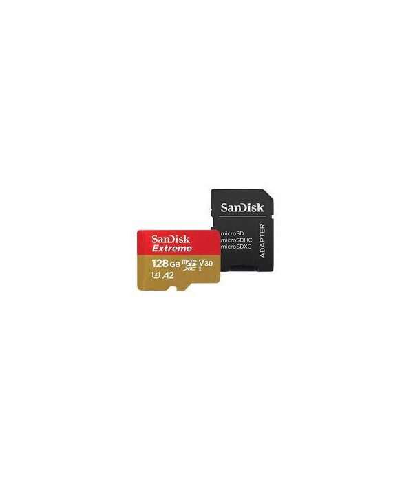 SanDisk Extreme microSDXC 128GB + SD Adapter 190MB/s & 90MB/s A2 C10 V30 UHS-I U3