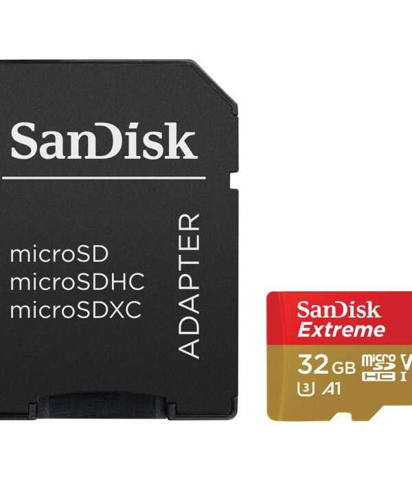 SanDisk Extreme microSDHC 32GB + SD Adapter for Action Sports Cameras - 100MB/s A1 C10 V30 UHS-I U3