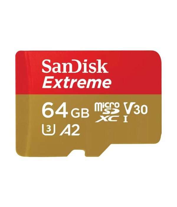 SanDisk Extreme microSDXC 64GB + SD Adapter 170MB/s & 80MB/s A2 C10 V30 UHS-I U3