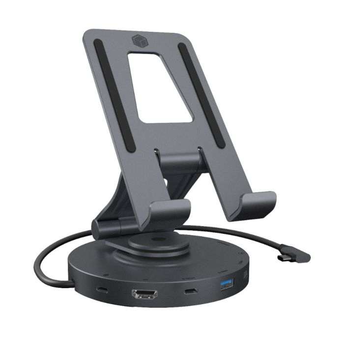 IcyBox IB-TH100-DK vrtljiv nosilec za tablico ali telefon z USB-C priključkom