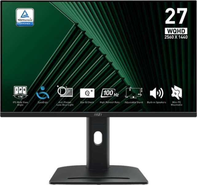 Zaslon MSI PRO MP275QPG / 27" / WQHD / IPS / 100Hz / 1ms (MPRT) / črn - nastavljiv po višini