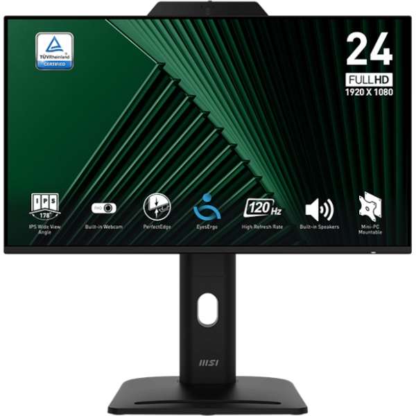 Zaslon MSI PRO MP242PMG / 23.8" / FHD / IPS / 120Hz / 1ms (MPRT) / Webcam / črn - nastavljiv po višini